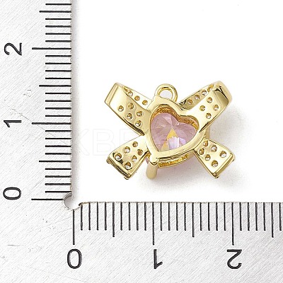 Rack Plating Brass Micro Pave Pink Cubic Zirconia Pendants KK-H463-10G-02-1