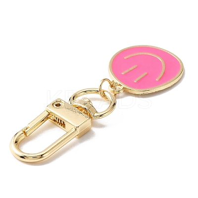 Smiling Face Enamel Pendant Decorations KEYC-WH0036-08LG-02-1