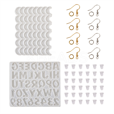 2Pcs DIY Moon & Letter A~Z & Nunber 0~9 Connector Charms Pendant Silicone Molds DIY-TA0004-18-1