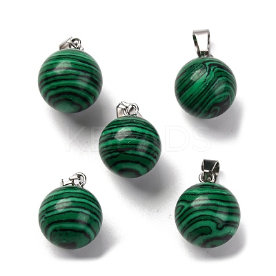 Round Synthetic Malachite Pendants G-Q434-18-1