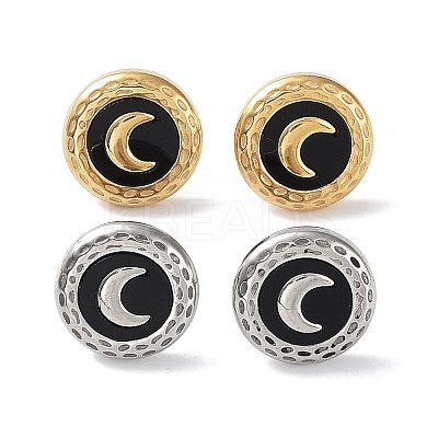 6 Pair 2 Color Crescent Moon Acrylic Stud Earrings EJEW-A024-13-1