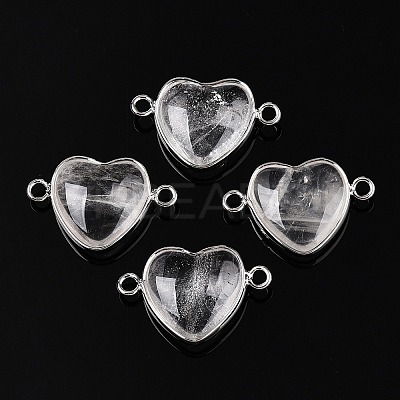 Natural Quartz Crystal Love Heart Pendants G-T138-205C-P-1