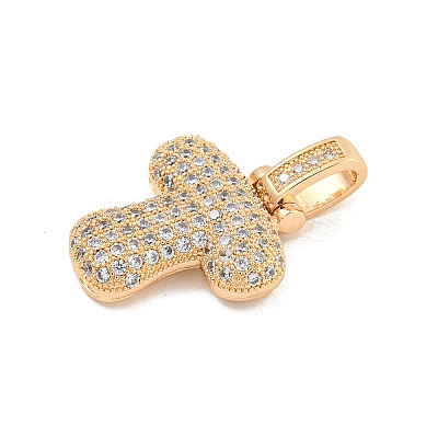 Brass Micro Pave Clear Cubic Zirconia Pendants KK-B099-01G-T-1