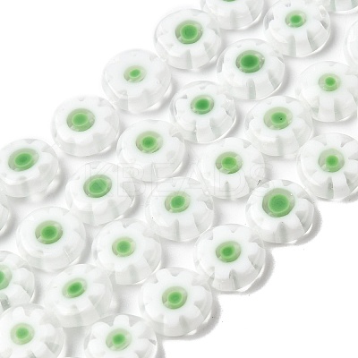 Handmade Millefiori Glass Flat Round Bead Strands LK-P011-23-1