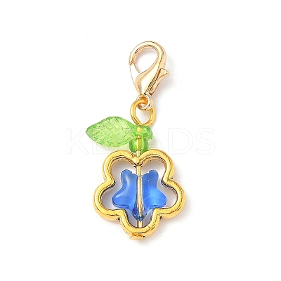 Star Alloy & Glass Pendant Decorations HJEW-JM03274-01-1