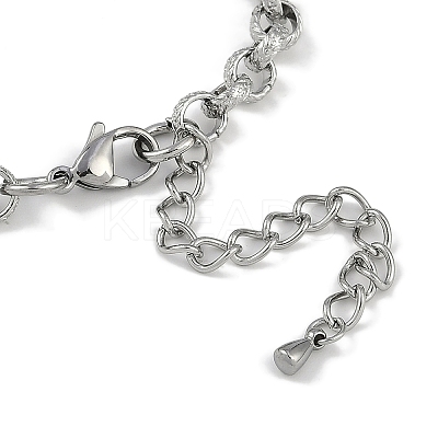 Anti-Tarnish 304 Stainless Steel Textured Rolo Chain Anklets AJEW-A057-03P-1