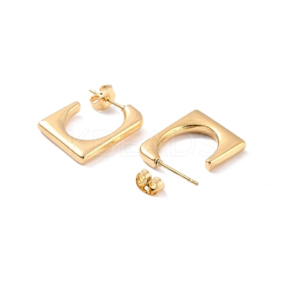 Ion Plating(IP) 304 Stainless Steel Rectangle Stud Earrings EJEW-P198-03G-1