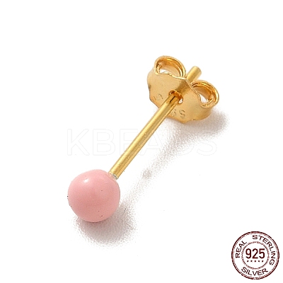 Enamel Round Ball Stud Earrings LS-EJEW-C020-01G-06-1
