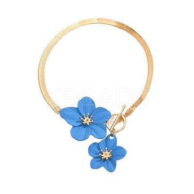 Flower Alloy & CCB Plastic Charm Iron Snake Chain Anklets FS-WGEA5BB-03-1