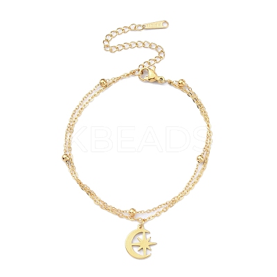 304 Stainless Steel Cable & Satellite Chains Double Layer Multi-strand Bracelet LS-BJEW-E092-04G-1