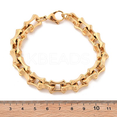 304 Stainless Steel Bone Link Bracelets for Women Men BJEW-F488-28G-1
