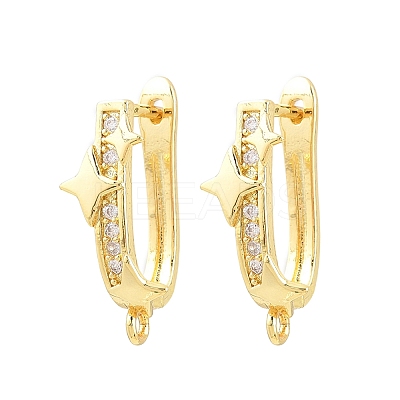 Brass Micro Pave Cubic Zirconia Hoop Earring Findings CU-CBAB5B4-04G-1