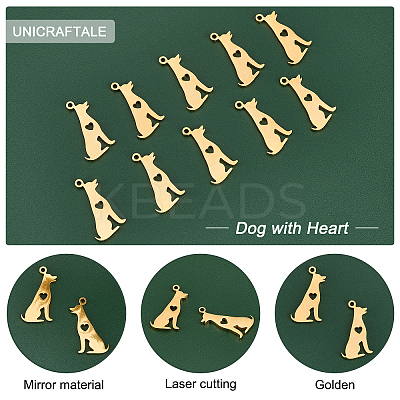 10Pcs 201 Stainless Steel Pendants STAS-UN0030-51-1