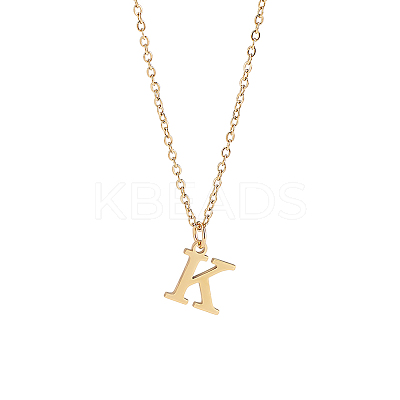 304 Stainless Steel Letter Pendant Necklaces NJEW-LP0001-53K-G-1