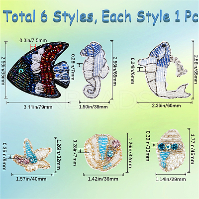 6Pcs 6 Style Sea Animal Handmade Ornament Accessories DIY-GF0008-86-1