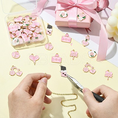 45Pcs 9 Styles Valentine's Day Theme Alloy Enamel Pendants FIND-CJ0003-74-1