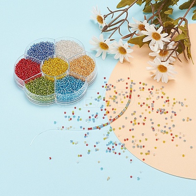 7 Colors Glass Round Seed Beads SEED-YW0001-24A-01-1