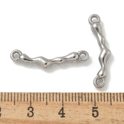 304 Stainless Steel Curved Textured Stick Connector Charms STAS-Q334-48P-1