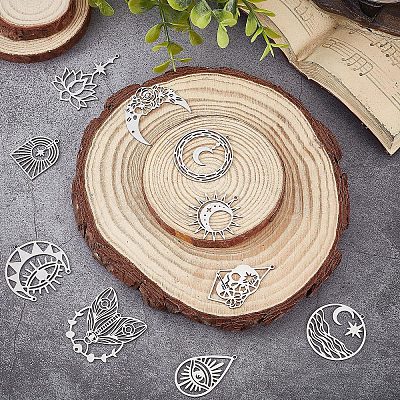 20Pcs 10 Style 201 Stainless Steel Pendants STAS-SC0004-38-1