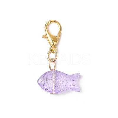 Transparent Spray Painted Glass Pendant Decorations HJEW-JM03293-02-1