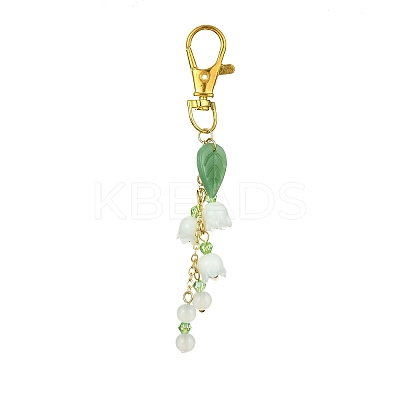 Lily of the Valley Handmade Lampwork Pendant Decorations HJEW-JM01257-1
