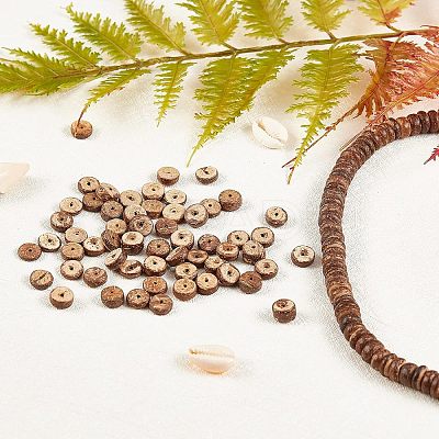 Natural Coconut Shell Rondelle Bead Strands COCB-OC0001-001B-1