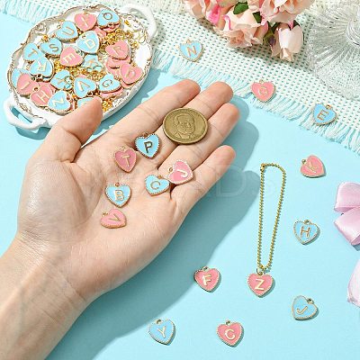 DIY Alloy Enamel Heart with Letter A~Z Pendant Decoration Making Kits DIY-CJ0003-08-1