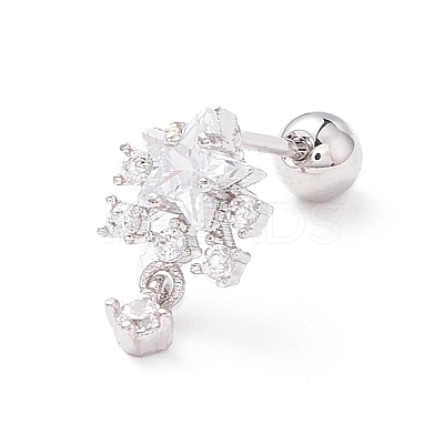 Snowflake Clear Cubic Zirconia Stud Earrings for Women LS-EJEW-A065-03P-1