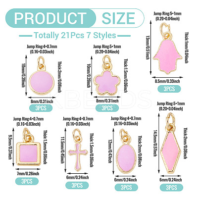 21Pcs 7 Styles Brass Enamel Charms KK-TA0003-19B-1