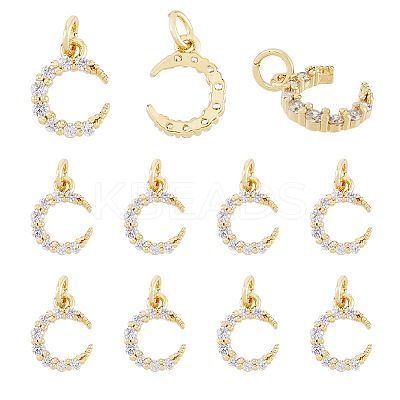 Rack Plating Brass Micro Pave Cubic Zirconia Pendants ZIRC-DC0001-15-1