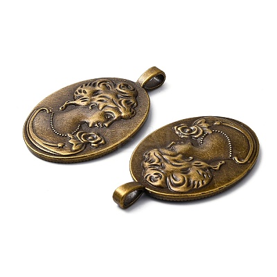 Tibetan Style Alloy Pendant Cabochon Settings X-TIBEP-5342-AB-FF-1