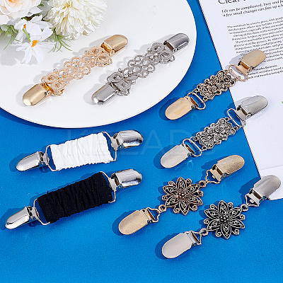 8Pcs 8 Styles Rectangle Zinc Alloy & Rhinestone Cardigan Clips JEWB-HY0001-39-1