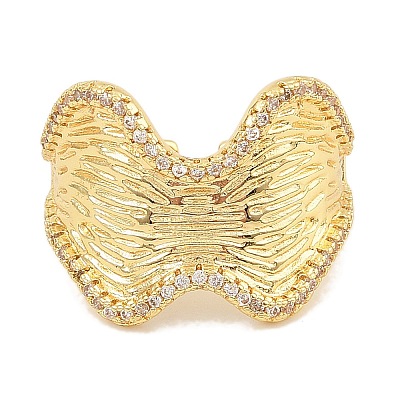 Brass Micro Pave Cubic Zirconia Cuff Rings RJEW-S392-20G-1