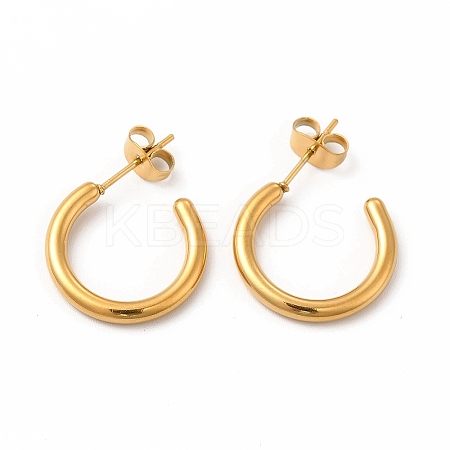 304 Stainless Steel Ring Stud Earrings EJEW-C004-12B-G-1