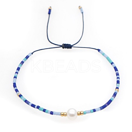 Mother's Day Glass Seed Bead & Imitation Pearl Beads Braided Bead Bracelets for Women SK3516-19-1