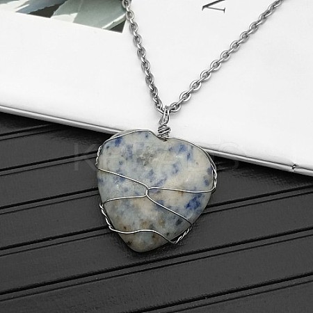 Natural Blue Spot Jasper Pendant Necklaces CY8832-1-1