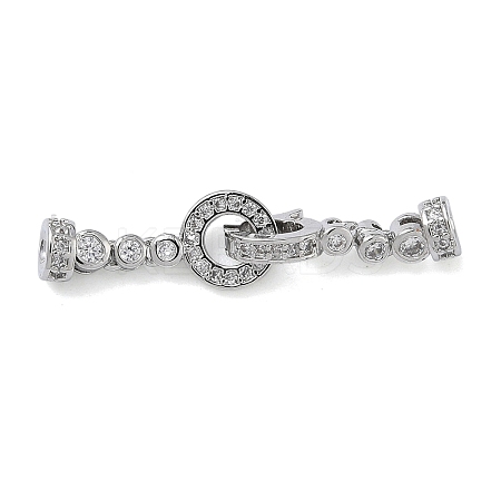 Ring Brass Micro Pave Clear Cubic Zirconia Fold Over Clasps KK-Z143-21P-1