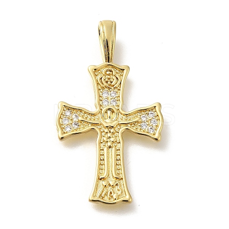 Rack Plating Brass with Cubic Zirconia Pendants KK-Z086-09G-01-1