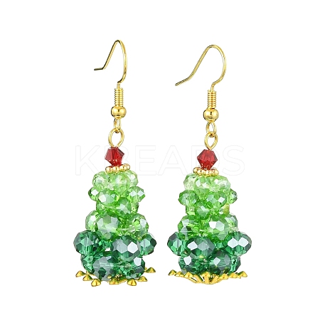 Christmas Theme Imitation Austrian Crystal & Electroplate Glass Dangle Earrings EJEW-TA00469-1