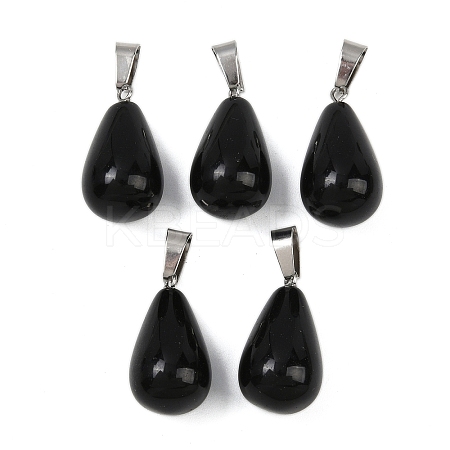 Natural Obsidian Pendants G-S364-072P-03-1