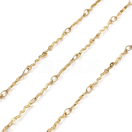 Ion Plating(IP) Handmade 304 Stainless Steel Wave Link Chains CHS-G025-14G-1
