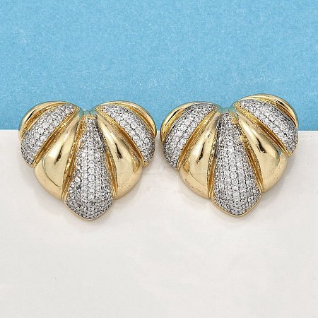 Brass Micro Pave Clear Cubic Zirconia Stud Earrings for Women EJEW-G430-02GP-1
