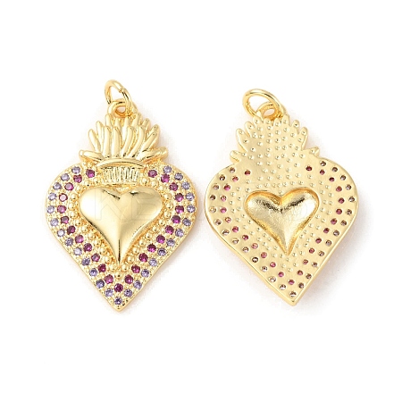 Rack Plating Brass Micro Pave Cubic Zirconia Pendants X-KK-C021-11G-1