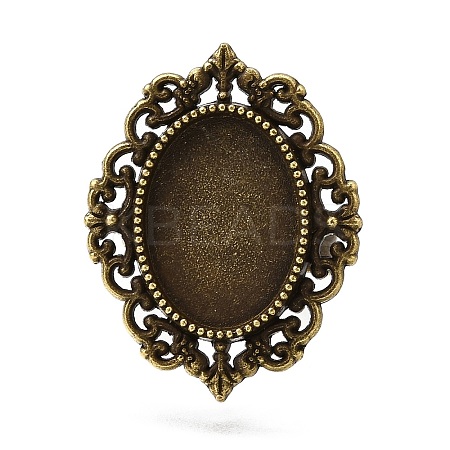 Vintage Adjustable Iron Finger Ring Components Alloy Cabochon Bezel Settings X-PALLOY-Q300-09AB-NR-1