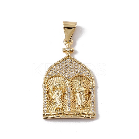 Brass Micro Pave Clear Cubic Zirconia Pendants KK-G439-15G-1
