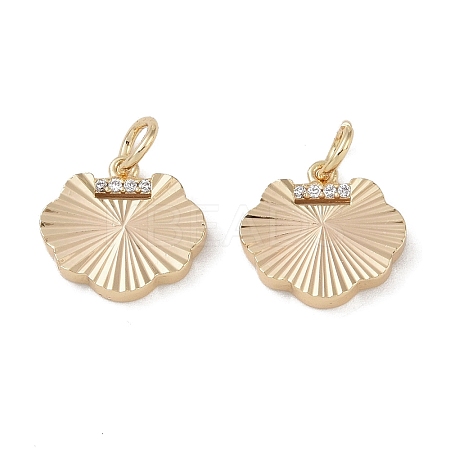 Brass & Clear Cubic Zirconia Charms KK-G497-20G-1