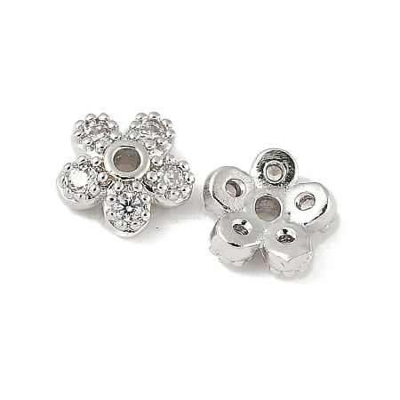 Brass Micro Pave Clear Cubic Zirconia Bead Caps KK-V015-06P-1
