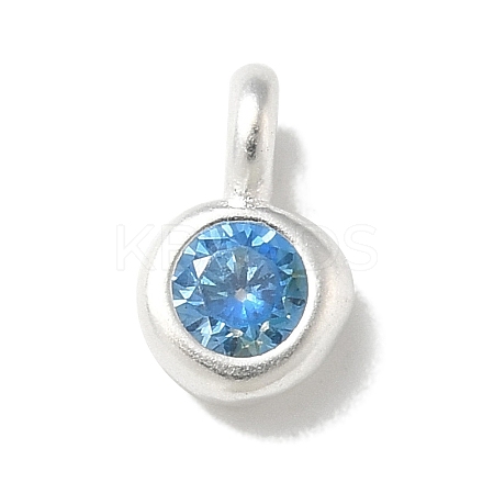 925 Sterling Silver Cubic Zirconia Flat Round Charms STER-R002-02S-09-1