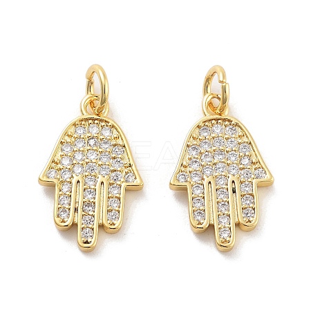 Rack Plating Brass Micro Pave Clear Cubic Zirconia Pendants KK-C063-13G-1