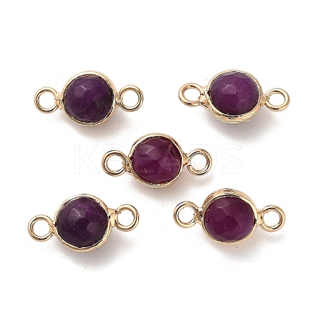 Natural Dyed Natural White Jade Faceted Round Links Connector Charms G-G175-01G-01-1